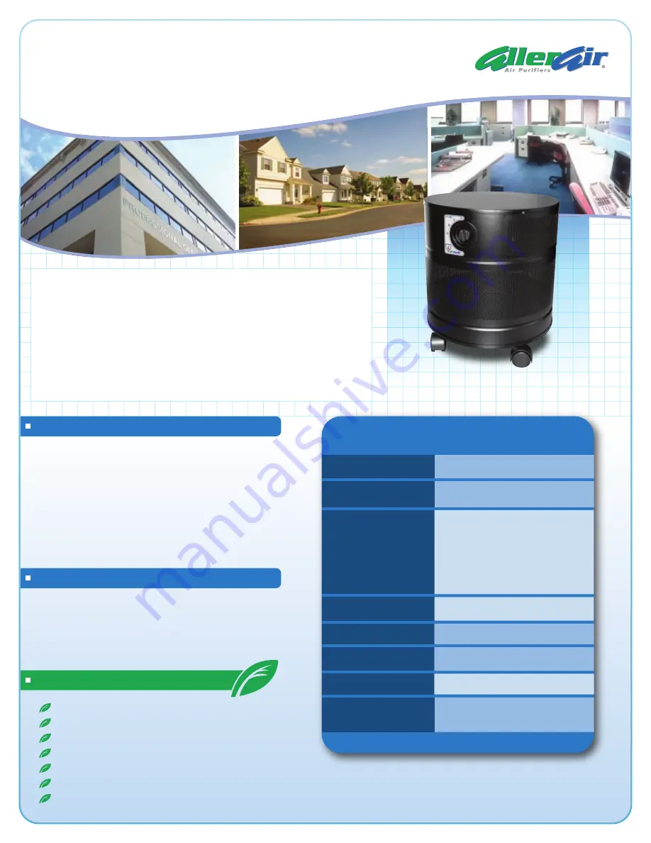 AllerAir AirMedic + D Vocarb Technical Specifications Download Page 1