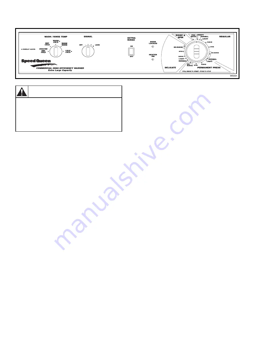 Alliance Laundry Systems 800795 Operating Instructions Manual Download Page 10