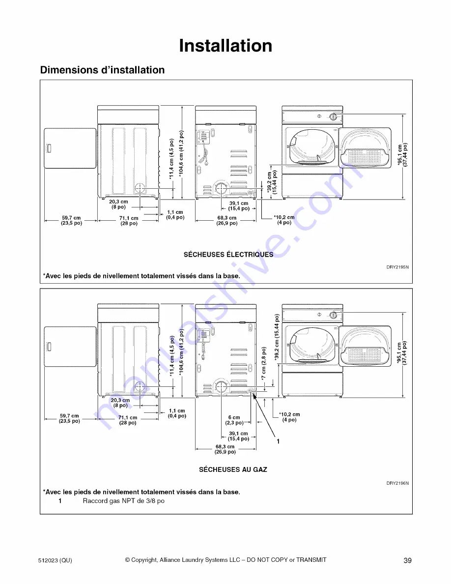 Alliance Laundry Systems DRY2195N Скачать руководство пользователя страница 39