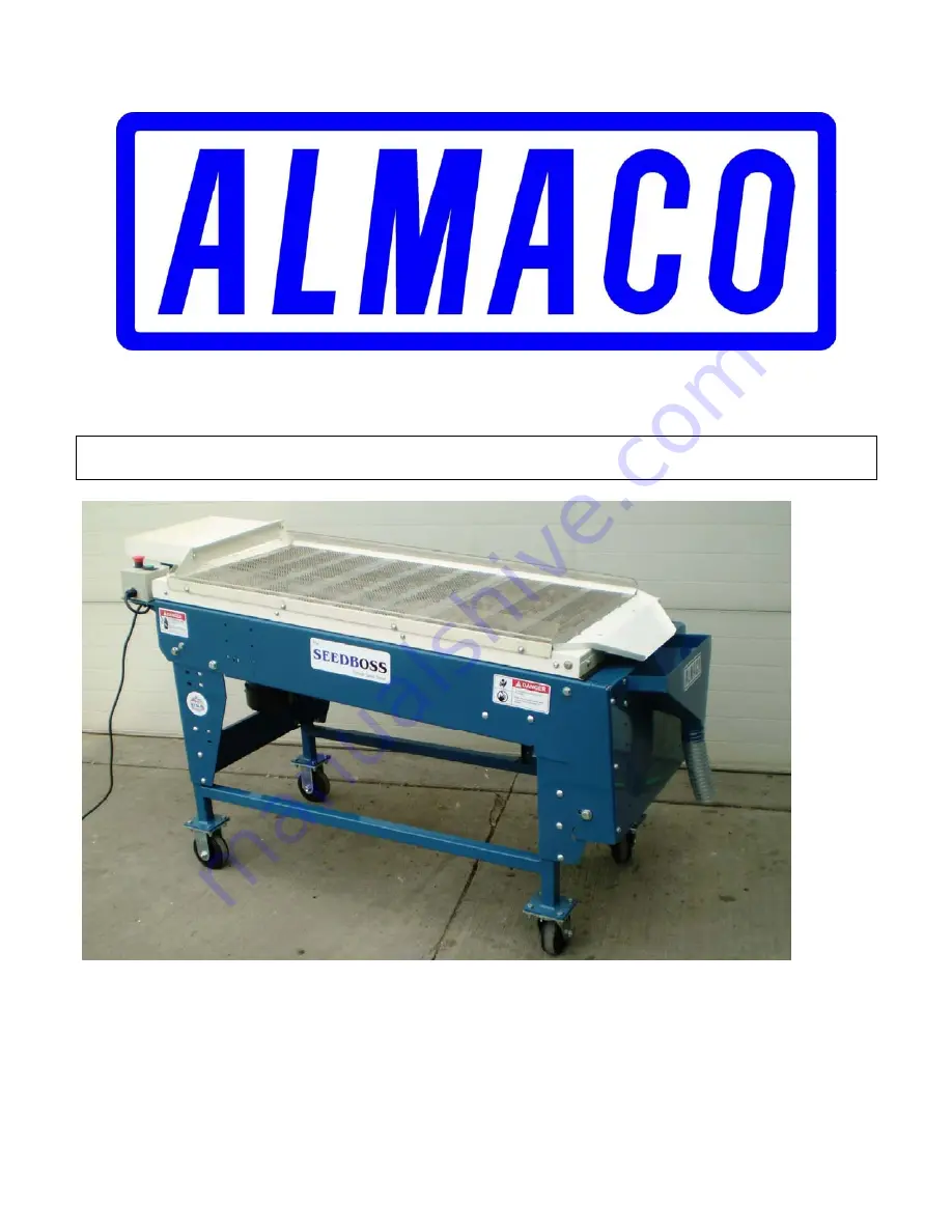 Almaco SeedBoss Operator'S Manual Download Page 1