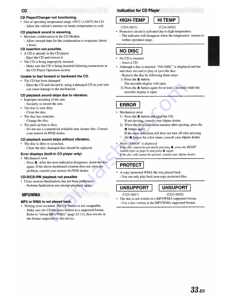 Alpine 9831 - CDA Radio / CD Owner'S Manual Download Page 35