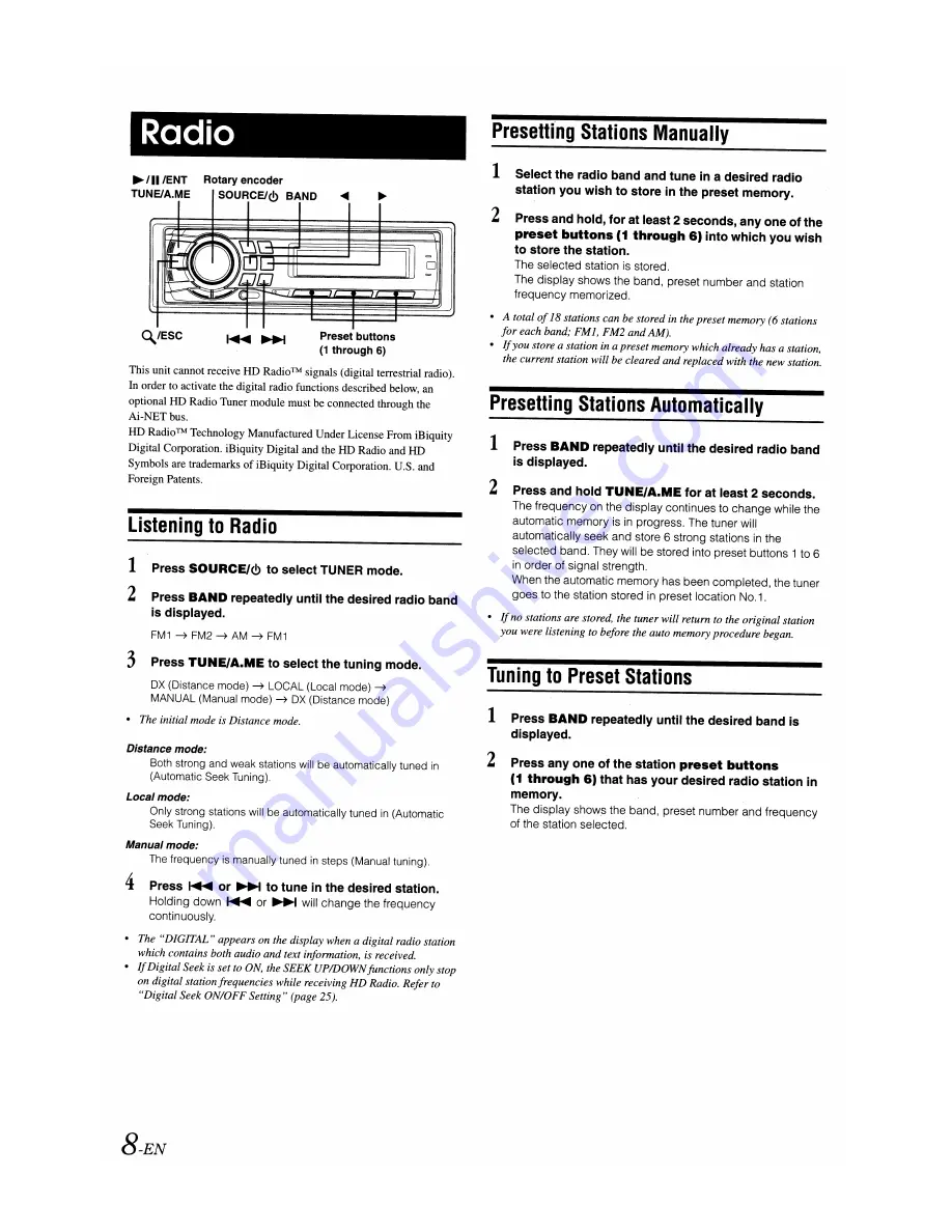 Alpine CDA-9887 Owner'S Manual Download Page 10