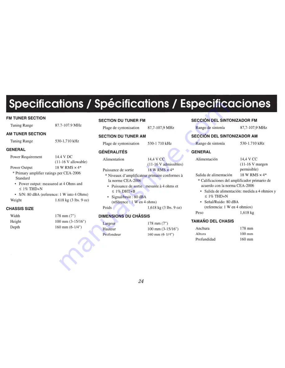 Alpine CDE-W235BT Quick Reference Manual Download Page 24