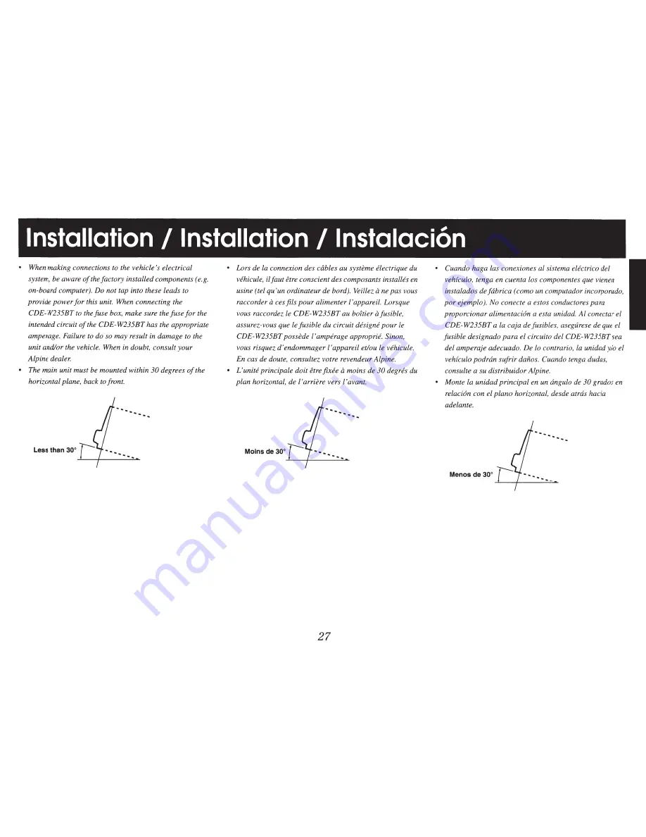 Alpine CDE-W235BT Quick Reference Manual Download Page 27