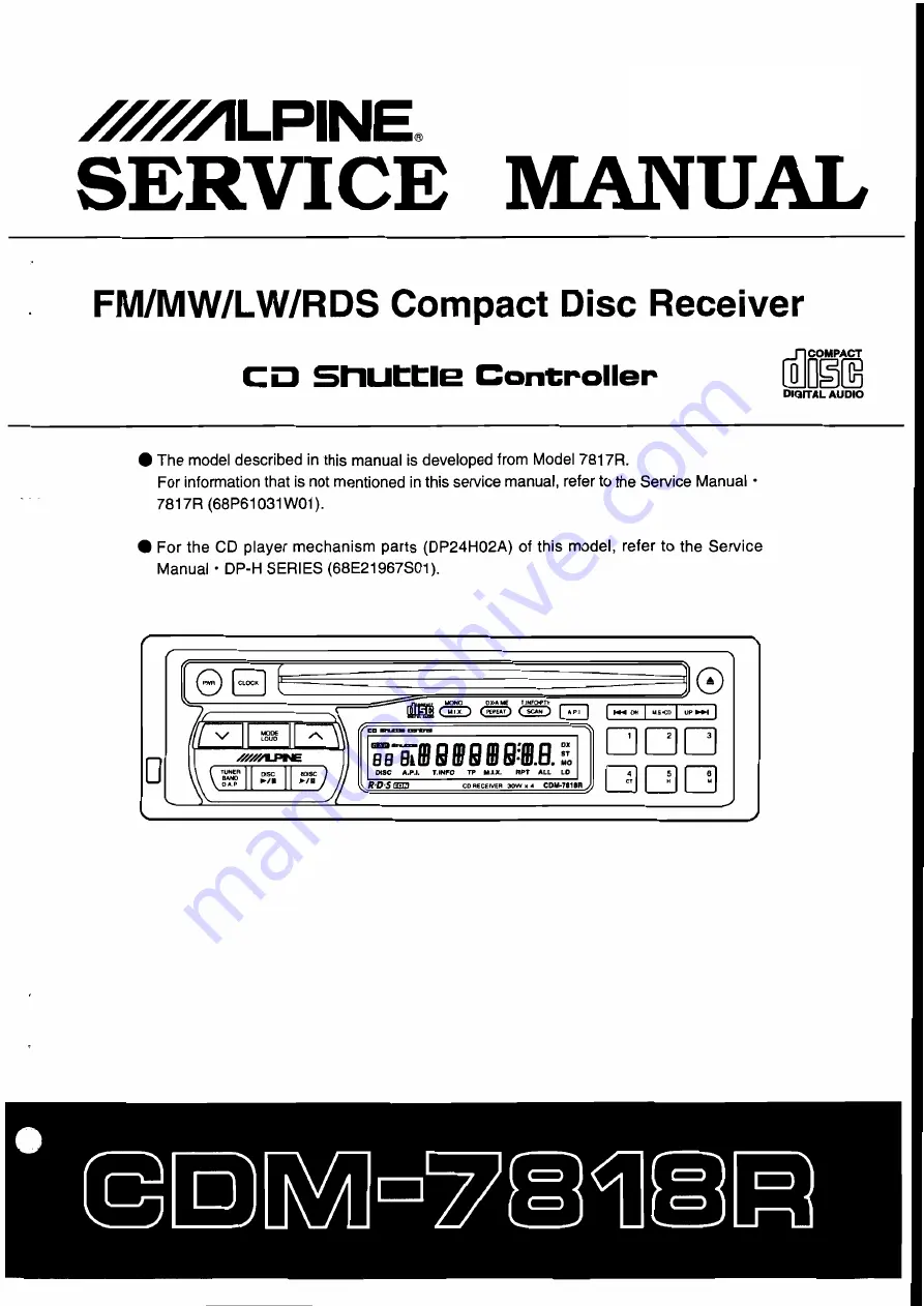Alpine CDM-7818R Скачать руководство пользователя страница 1