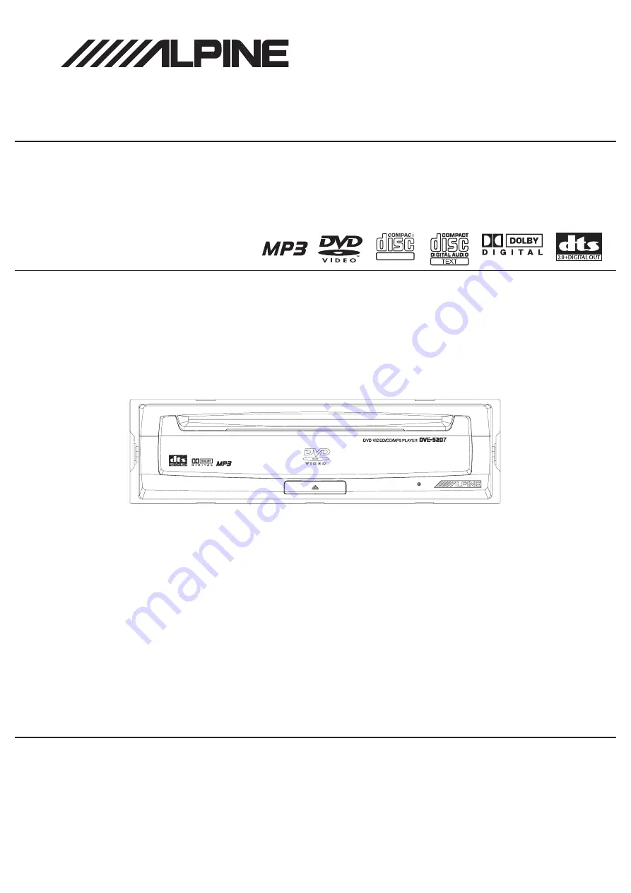 Alpine DVE-5207 Service Manual Download Page 1