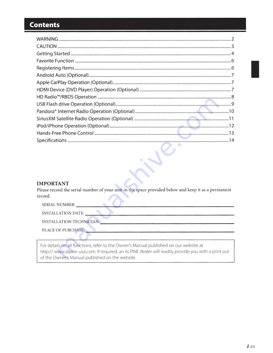 Alpine HALO9 iLX-F309 Quick Reference Manual Download Page 3