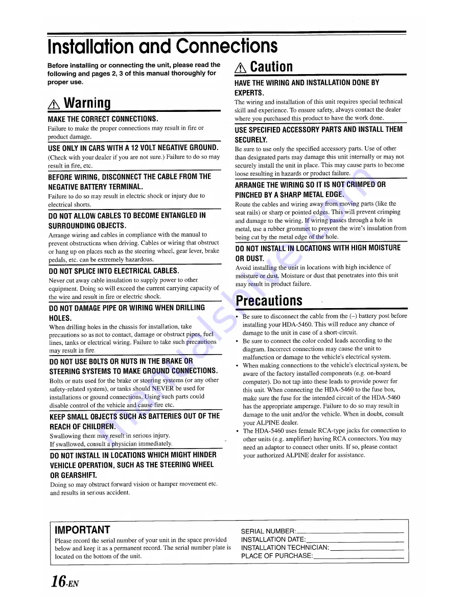 Alpine HDA-5460 Owner'S Manual Download Page 17