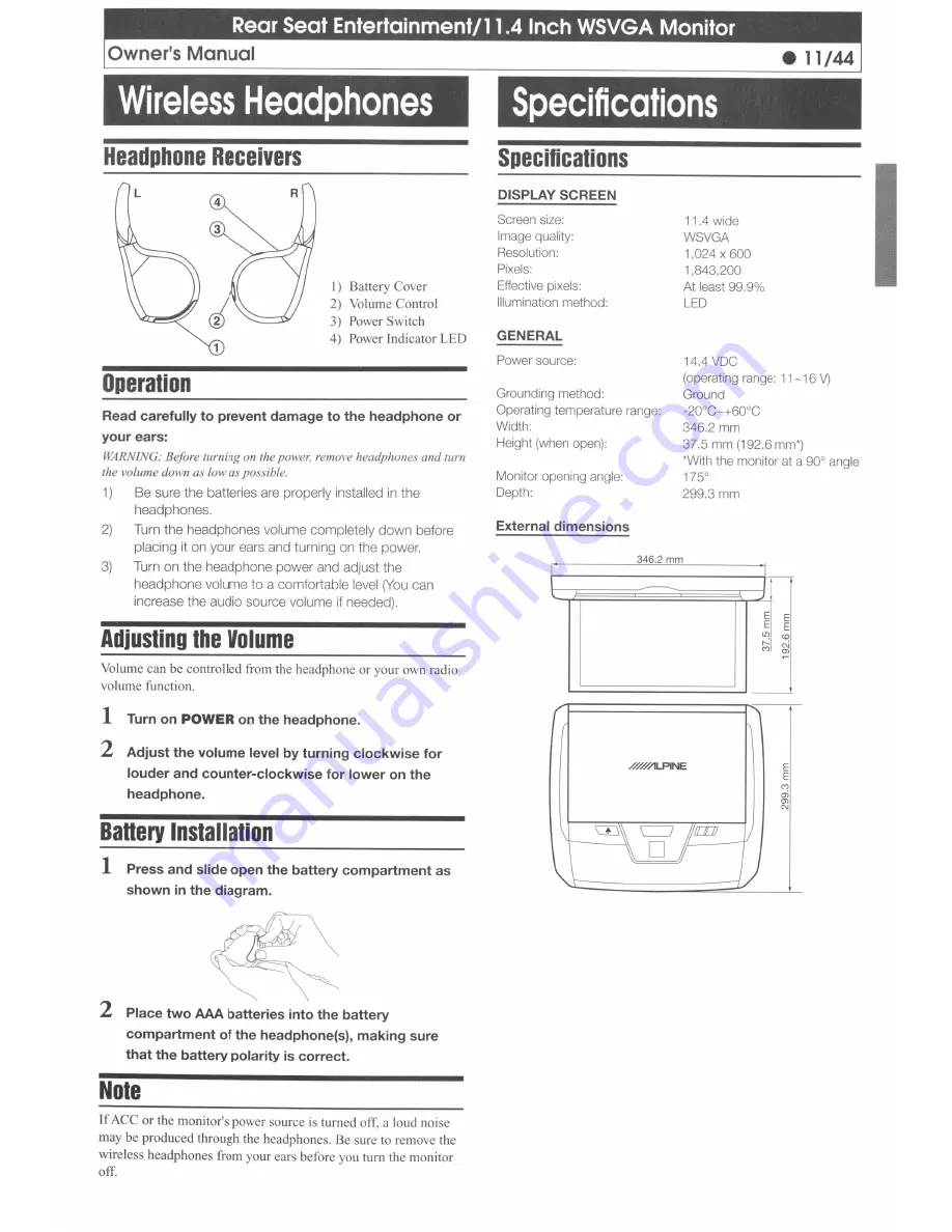 Alpine PKG-RSE4AP Owner'S Manual Download Page 11