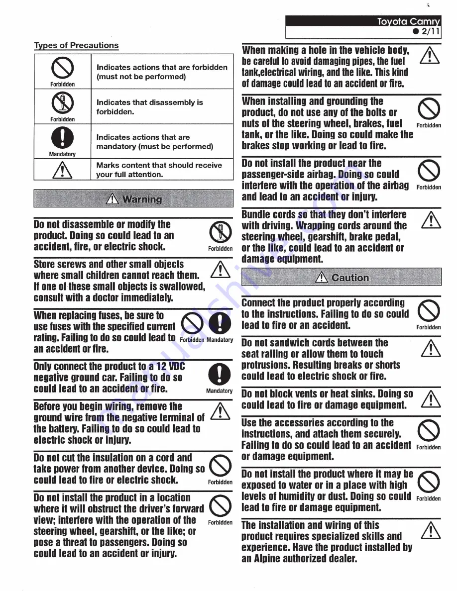 Alpine PSU-300CMV Installation Manual Download Page 2