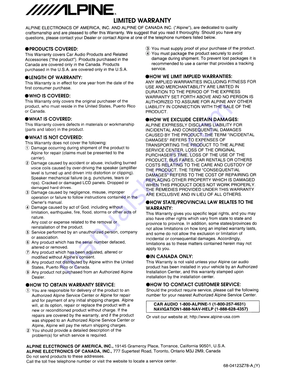 Alpine SPG-17C2 Instruction Manual Download Page 7