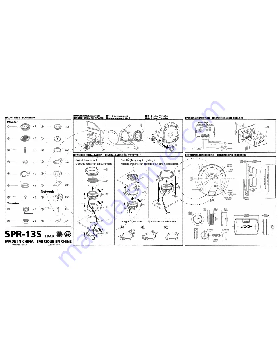 Alpine SPR-13S Installation Manual Download Page 1