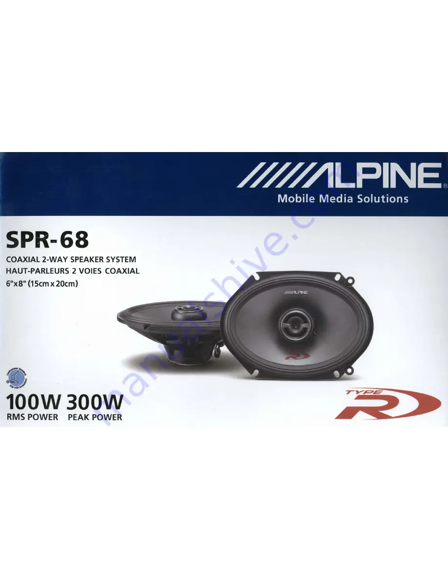 Alpine SPR-68 Installation Manual Download Page 2