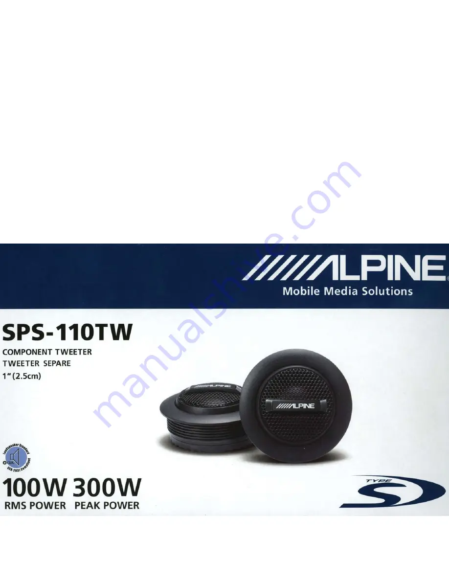 Alpine SPS-110TW Instruction Manual Download Page 1