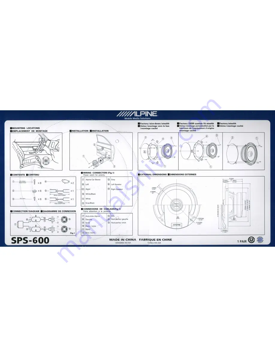 Alpine SPS-600 Installation Manual Download Page 1