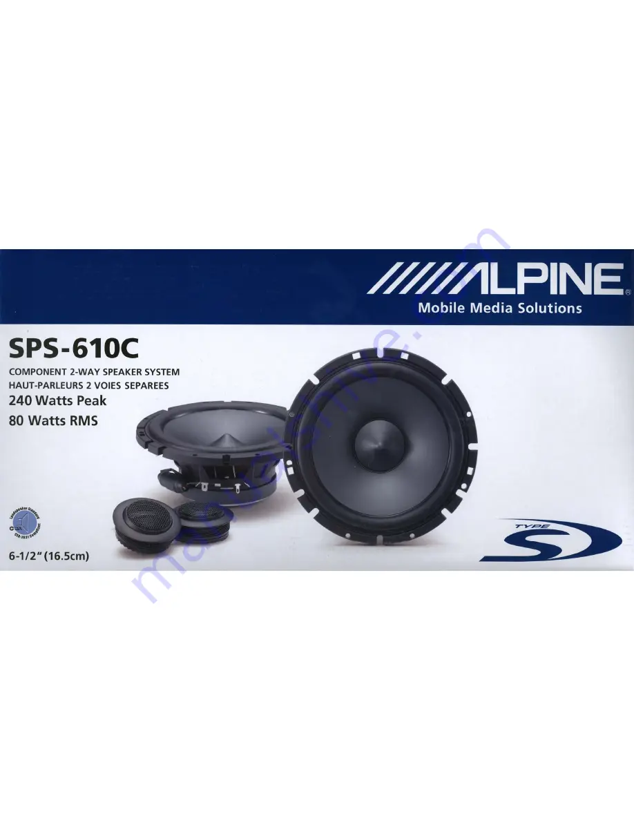 Alpine SPS-610C Installation Manual Download Page 1