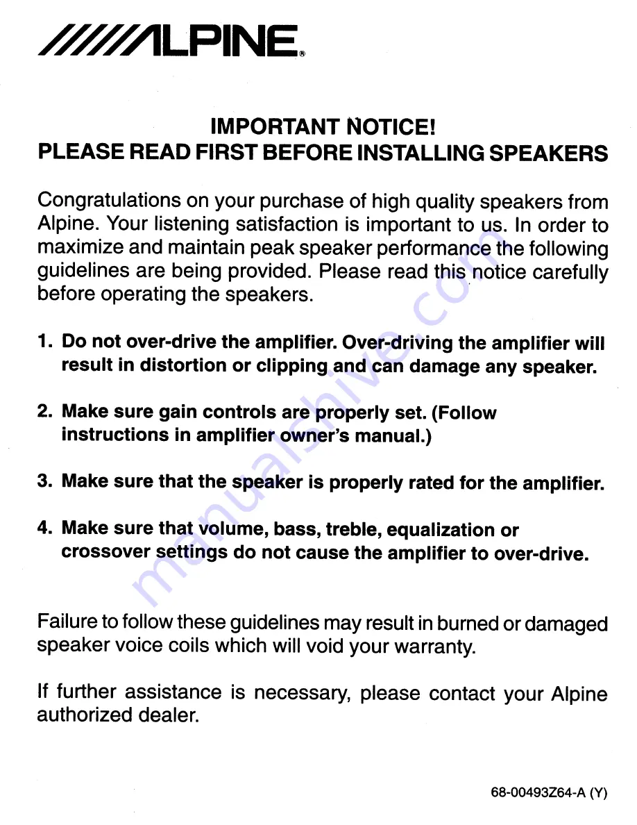 Alpine SPX-13PRO - Car Speaker - 80 Watt Owner'S Manual Download Page 17