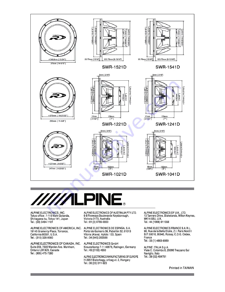 Alpine SWR-1021D Скачать руководство пользователя страница 4