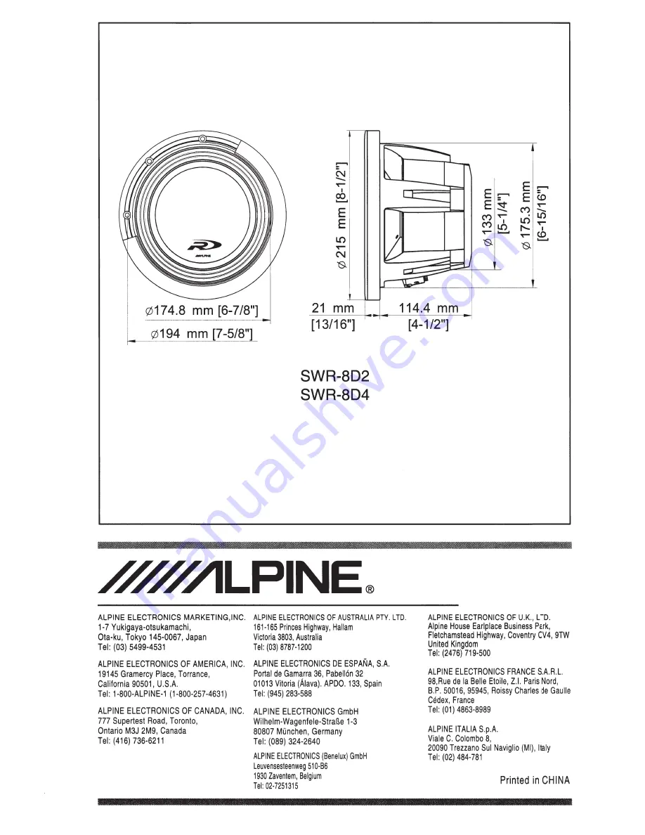 Alpine SWR-8D2 Скачать руководство пользователя страница 6