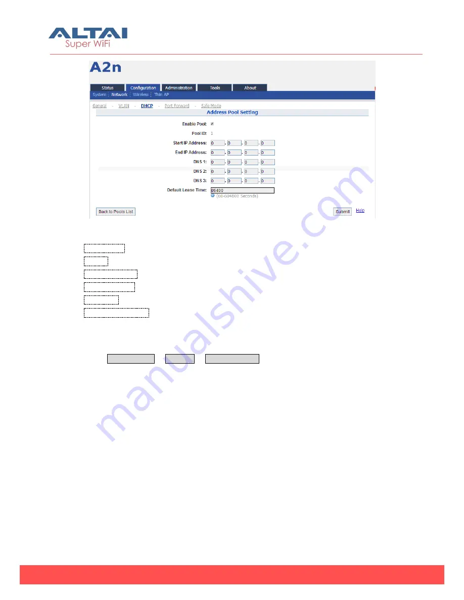 ALTAI A2N Configuration Manual Download Page 53