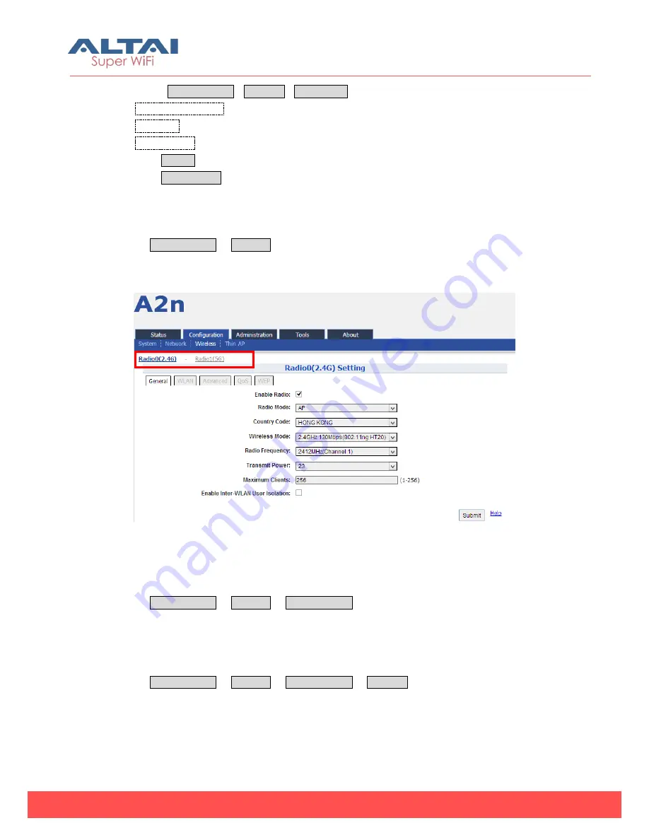 ALTAI A2N Configuration Manual Download Page 56