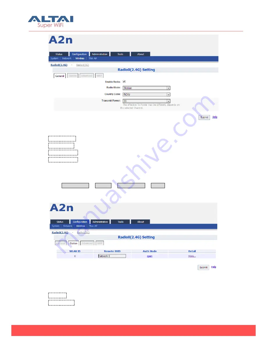 ALTAI A2N Configuration Manual Download Page 74