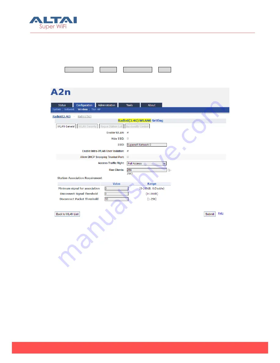 ALTAI A2N Configuration Manual Download Page 79