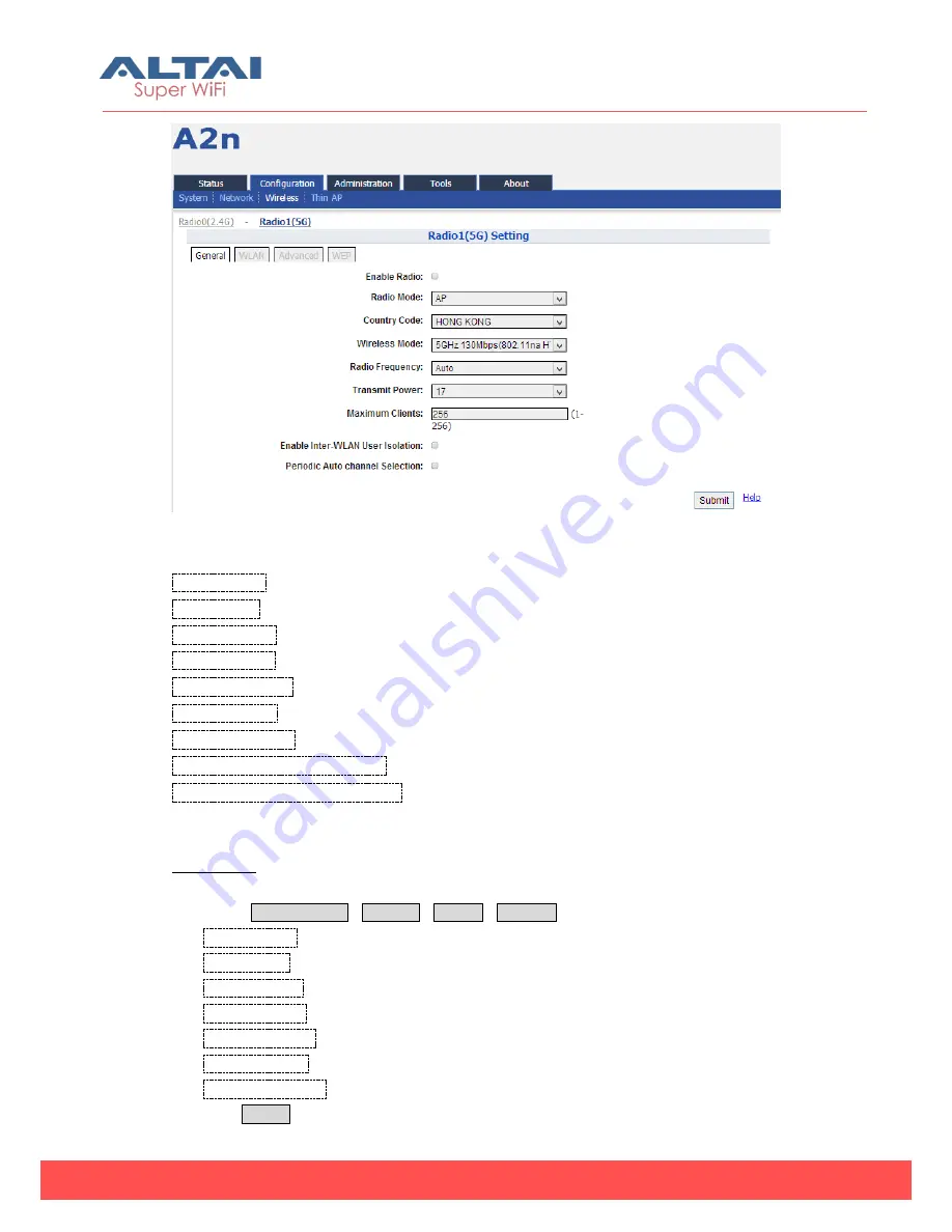 ALTAI A2N Configuration Manual Download Page 80