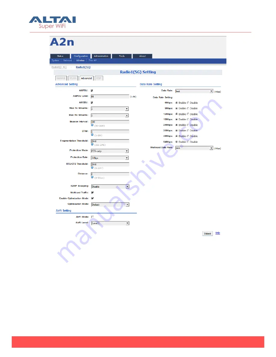 ALTAI A2N Configuration Manual Download Page 96