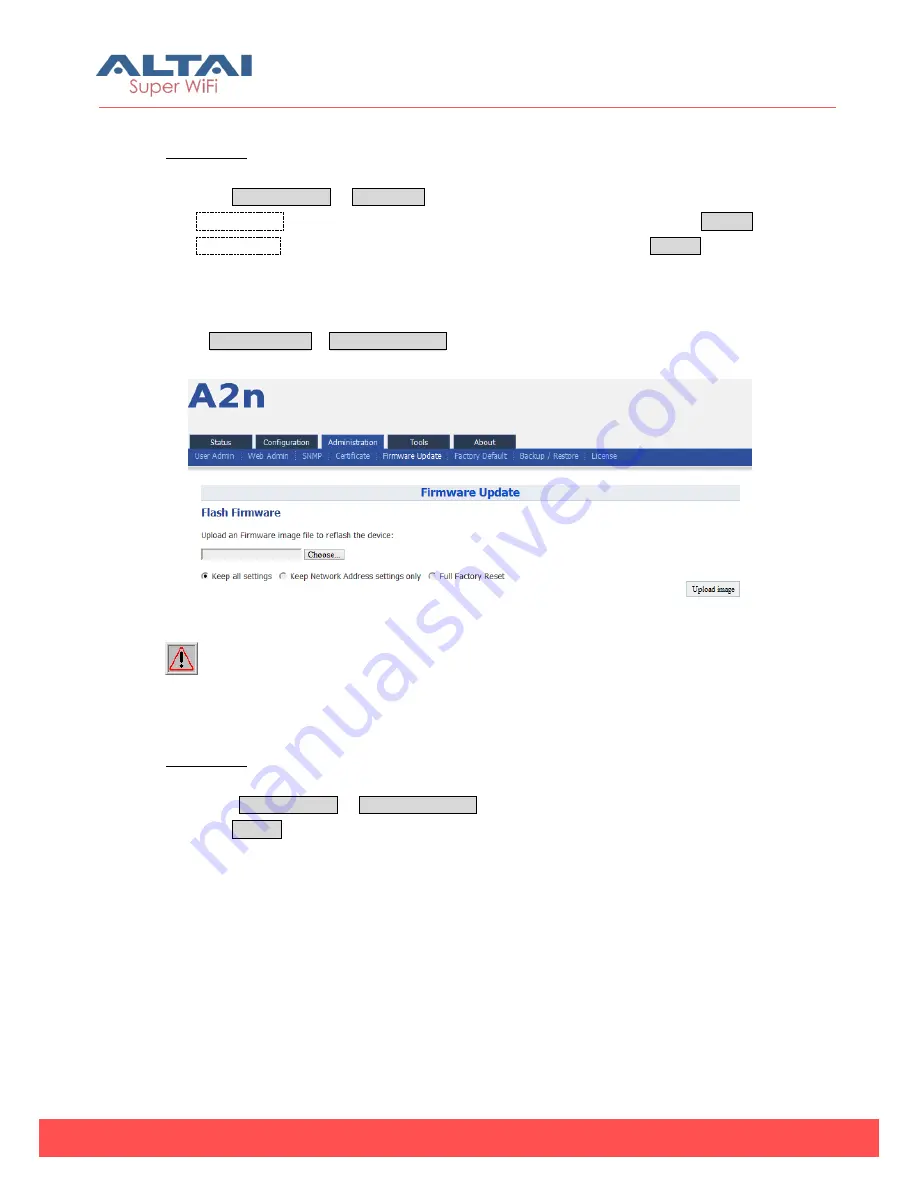 ALTAI A2N Configuration Manual Download Page 102