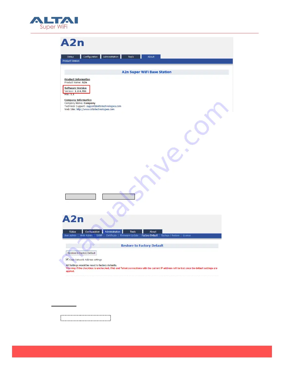 ALTAI A2N Configuration Manual Download Page 105