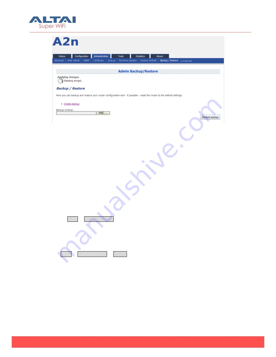 ALTAI A2N Configuration Manual Download Page 109