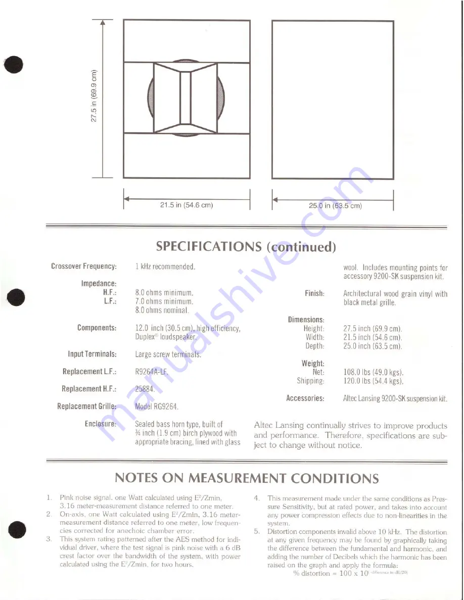 Altec Lansing 9264A SPEAKER SYSTEM Manual Download Page 2