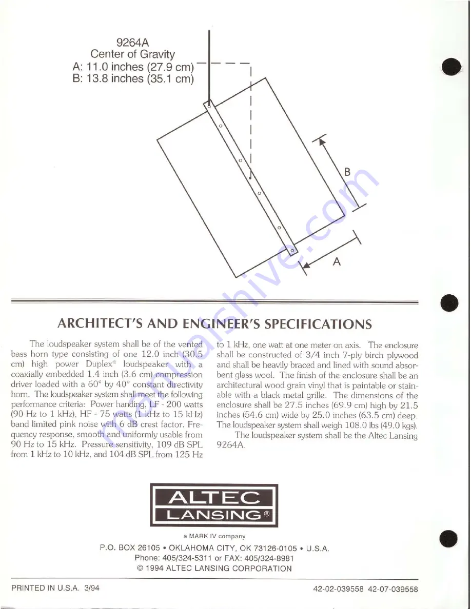 Altec Lansing 9264A SPEAKER SYSTEM Manual Download Page 4