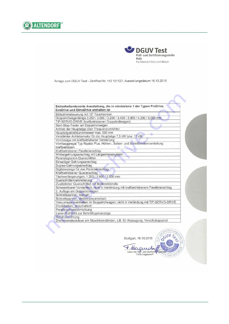 Altendorf F45 ProDrive Operating Manual Download Page 13