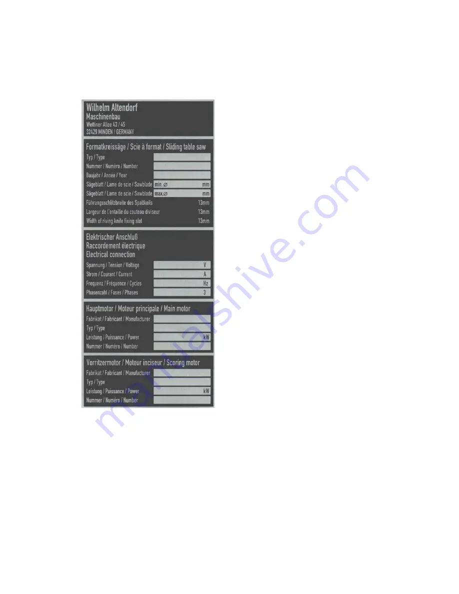 Altendorf WA 80 Operator'S Manual Download Page 5