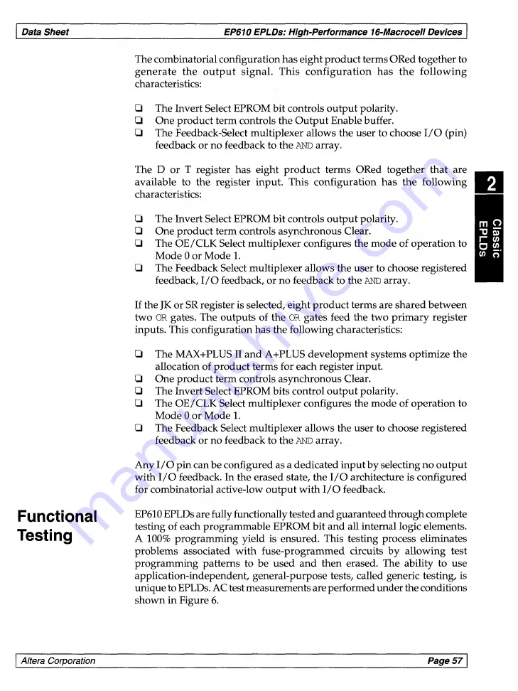 Altera Classic Data Book Download Page 67