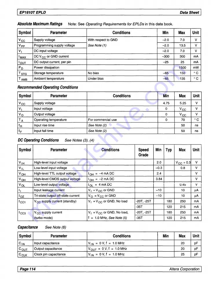 Altera Classic Data Book Download Page 124