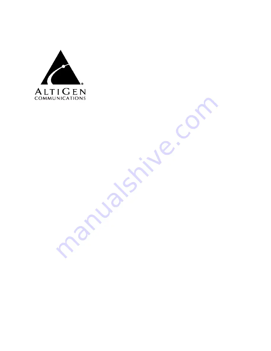 Altigen MAX Communication Server ACC 6.5 Administration Manual Download Page 1