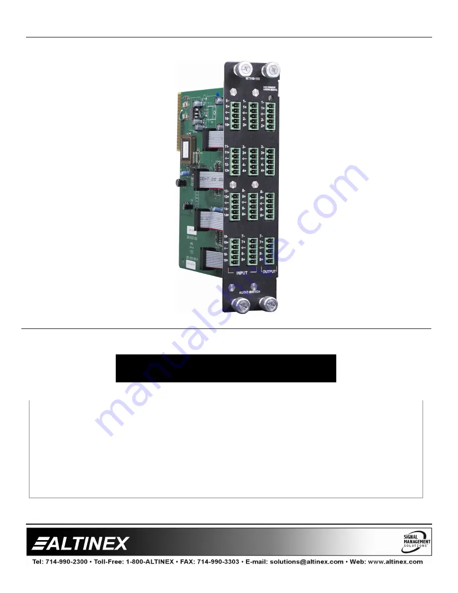 Altinex MT110-100/102 Скачать руководство пользователя страница 1