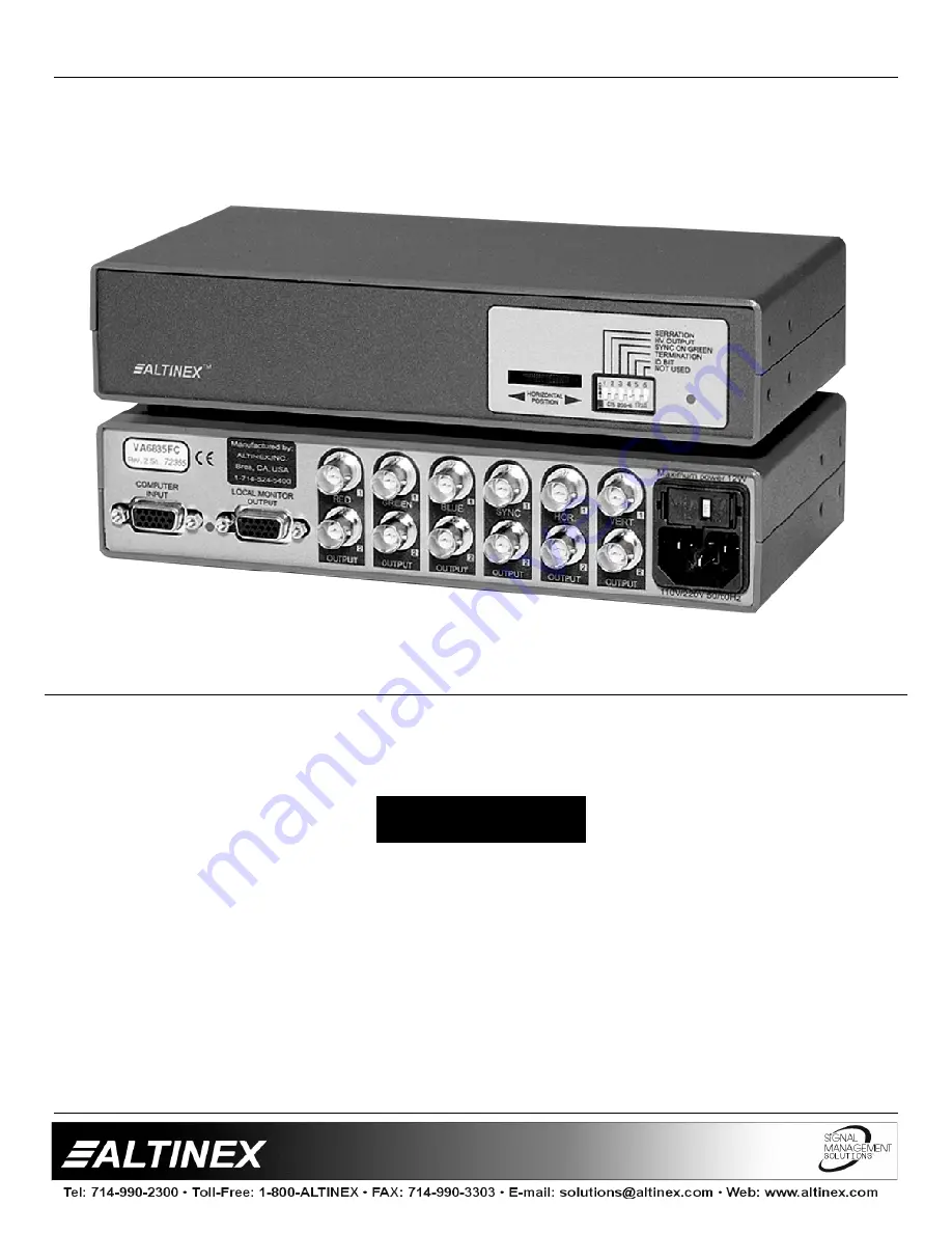 Altinex VA6835FC User Manual Download Page 1