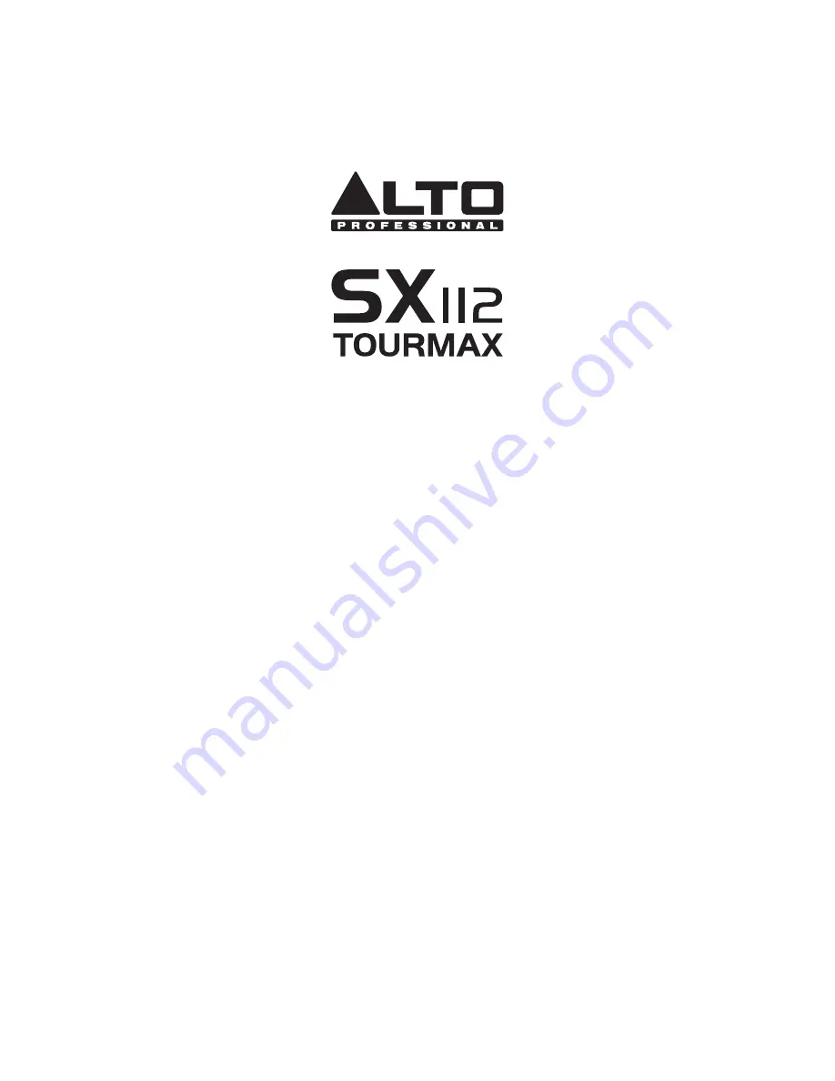 Alto Professional TOURMAX SX112 Quick Start Manual Download Page 1