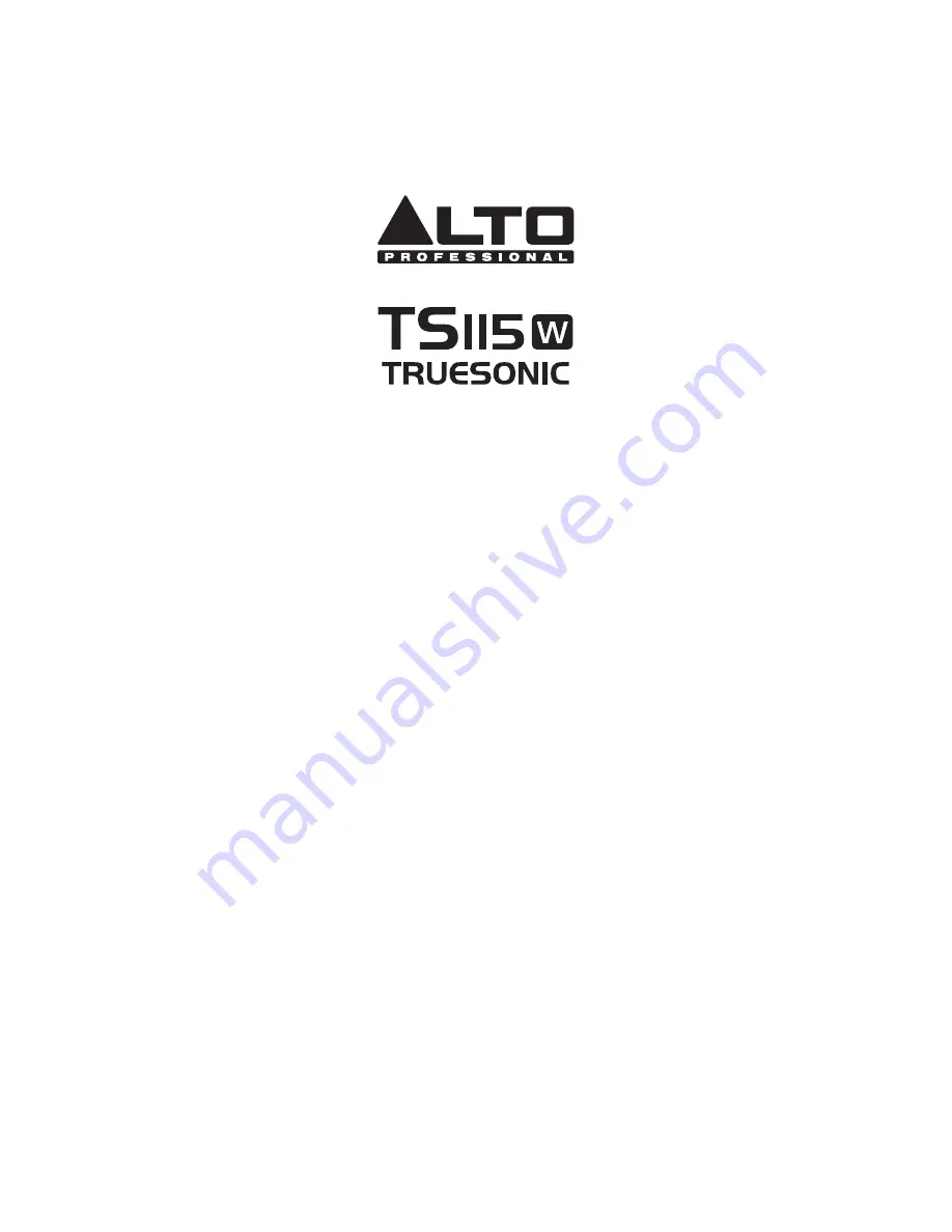 Alto Professional TRUESONIC TS115W Quick Start Manual Download Page 1