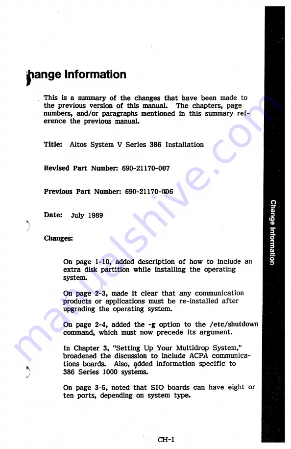 Altos Computer Systems V  386 Series Installation Manual Download Page 83