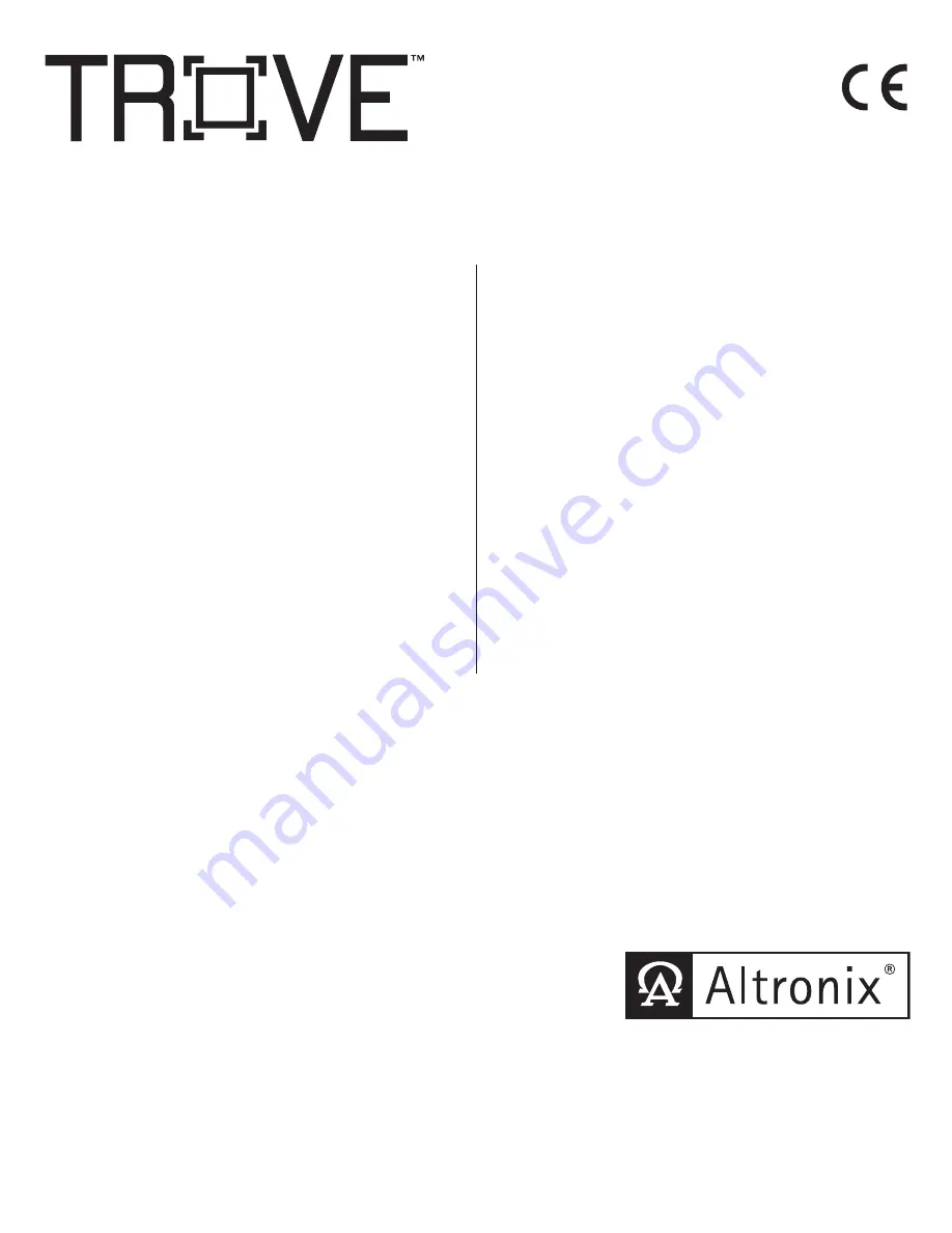 Altronix TROVE T2AGK3F8 Installation Manual Download Page 1