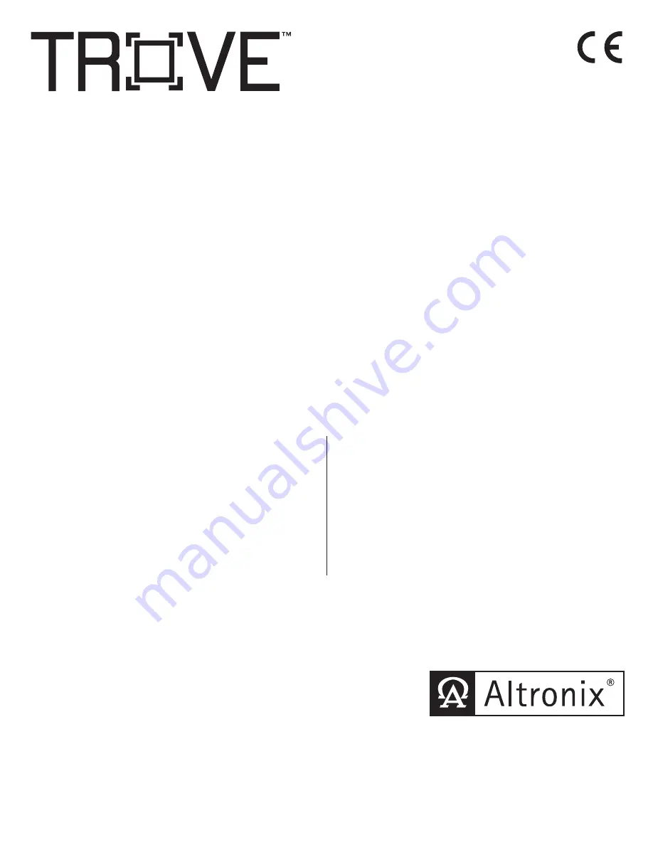 Altronix TROVE T2KHK3F12 Installation Manual Download Page 1