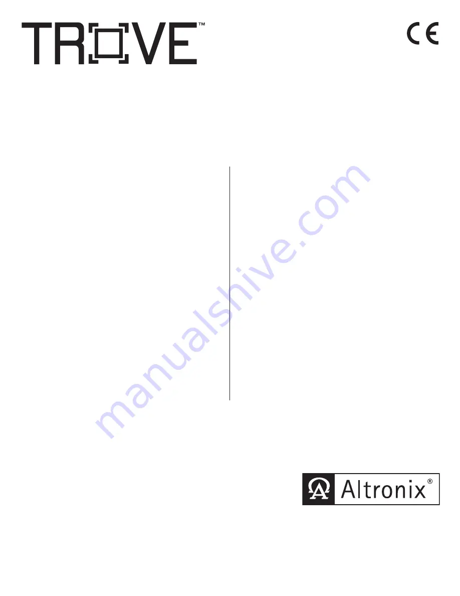 Altronix TROVE T2SSK7F8D Installation Manual Download Page 1