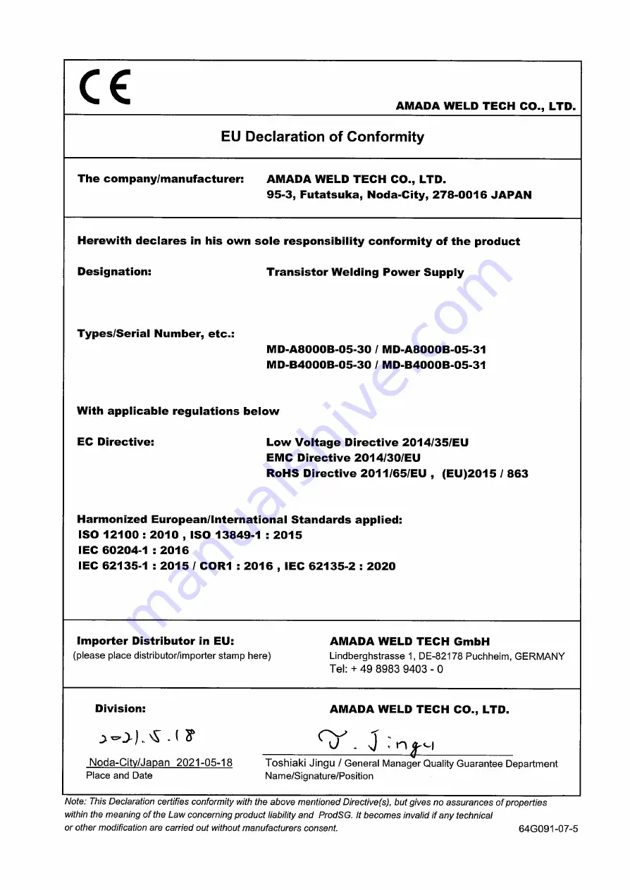 Amada MD-A8000B-05 Series Operation Manual Download Page 95