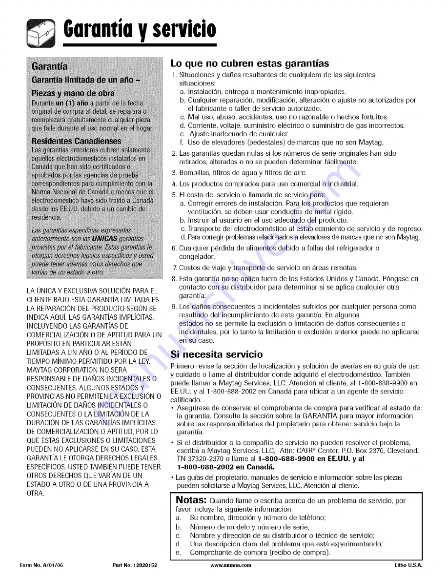 Amana 12828152 Use & Care Manual Download Page 96