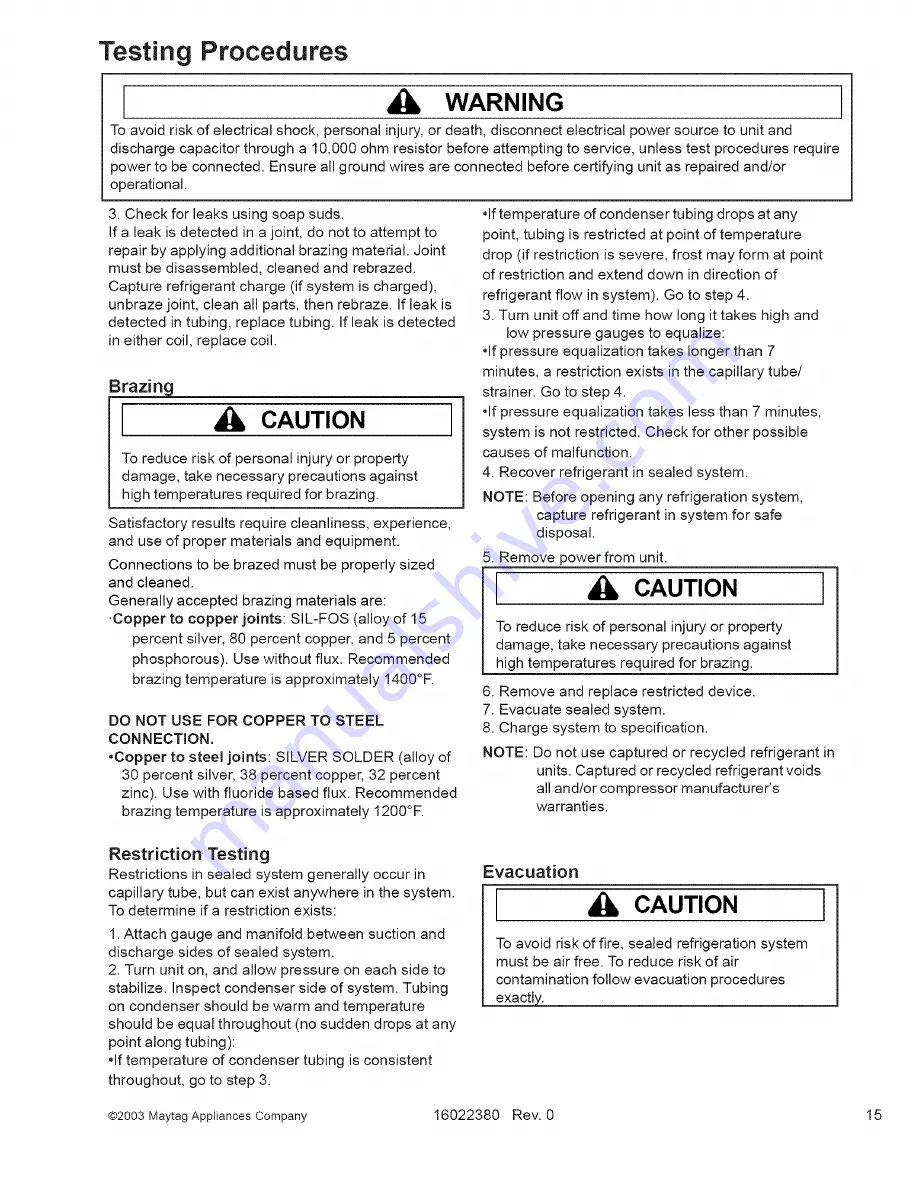 Amana AAC081SRB Service Service Manual Download Page 15